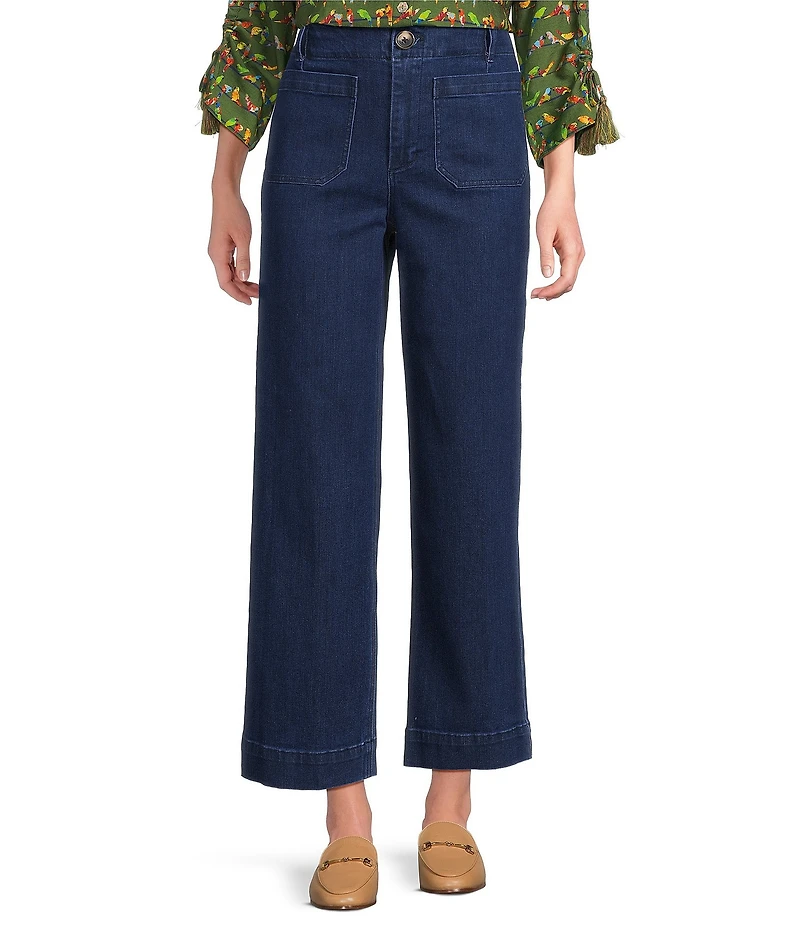 John Mark Denim Patch Pocket Wide Leg Jeans
