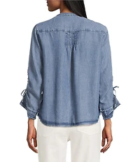 John Mark Denim Round Neck 3/4 Cinched Sleeve Tunic