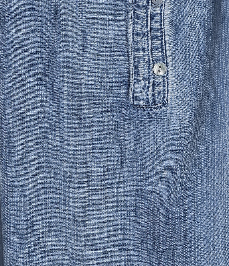 John Mark Denim Round Neck 3/4 Cinched Sleeve Tunic