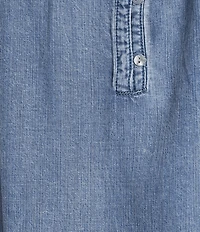 John Mark Denim Round Neck 3/4 Cinched Sleeve Tunic