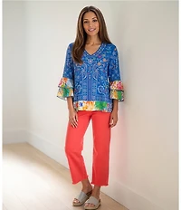 John Mark Denim Wide Leg Raw Hem Crop Jeans