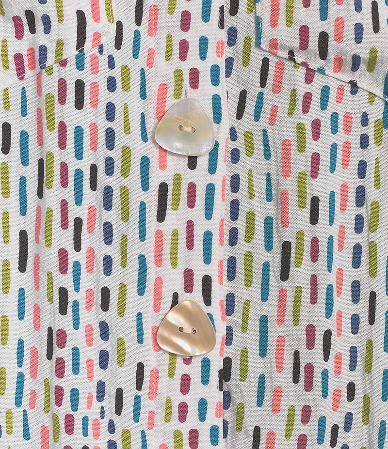 John Mark Printed Wire Collar 3/4 Sleeve Button-Front Camp Shirt