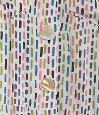 John Mark Printed Wire Collar 3/4 Sleeve Button-Front Camp Shirt