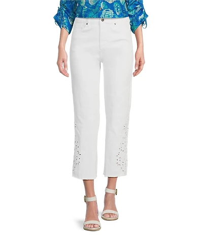 John Mark Embroidered Eyelet 5-Pocket Skinny Leg Ankle Pants