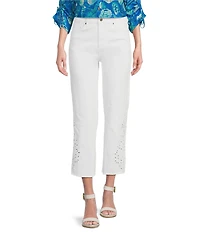 John Mark Embroidered Eyelet 5-Pocket Skinny Leg Ankle Pants