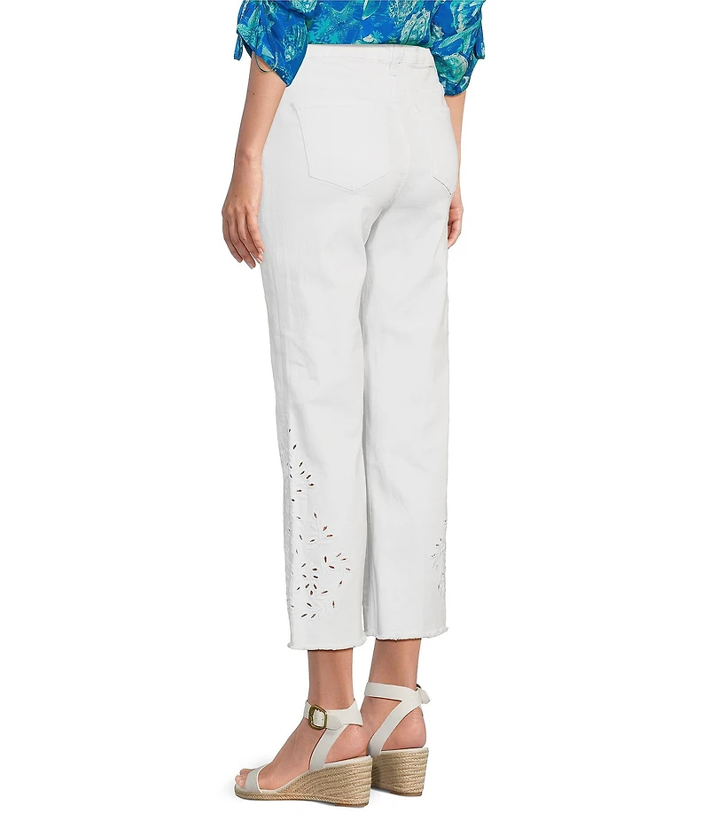 John Mark Embroidered Eyelet 5-Pocket Skinny Leg Ankle Pants