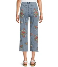 John Mark Embroidered Floral Flare Crop Jeans