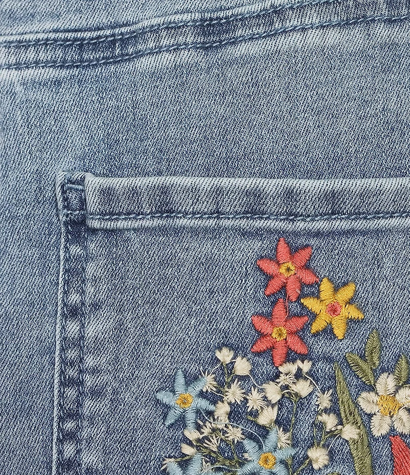 John Mark Embroidered Floral Flare Crop Jeans