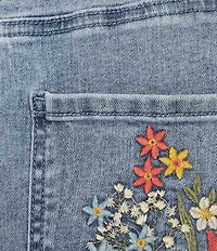 John Mark Embroidered Floral Flare Crop Jeans