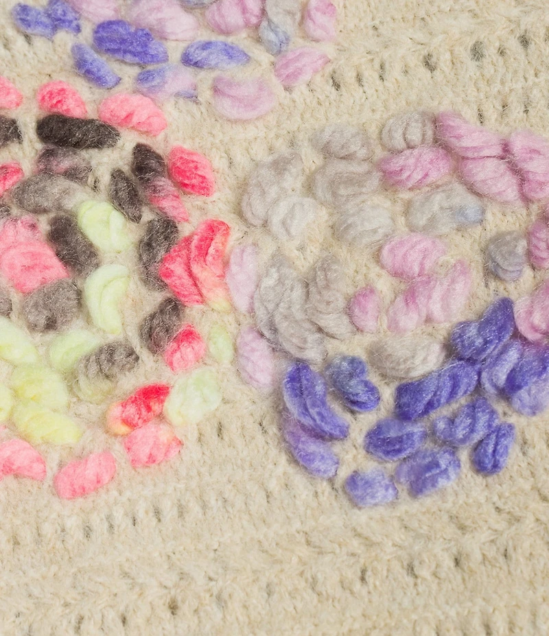John Mark Embroidered Floral Mock Neck 3/4 Sleeve Popover Sweater