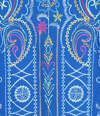 John Mark Embroidered Multi Floral V-Neck 3/4 Ruffle Tiered Sleeve Tunic