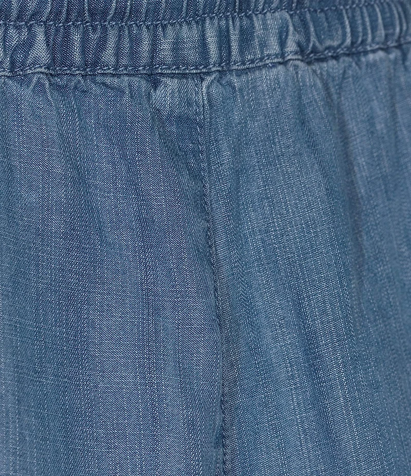 John Mark Embroidered Wide Leg Pull-On Cropped Pants