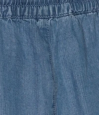 John Mark Embroidered Wide Leg Pull-On Cropped Pants
