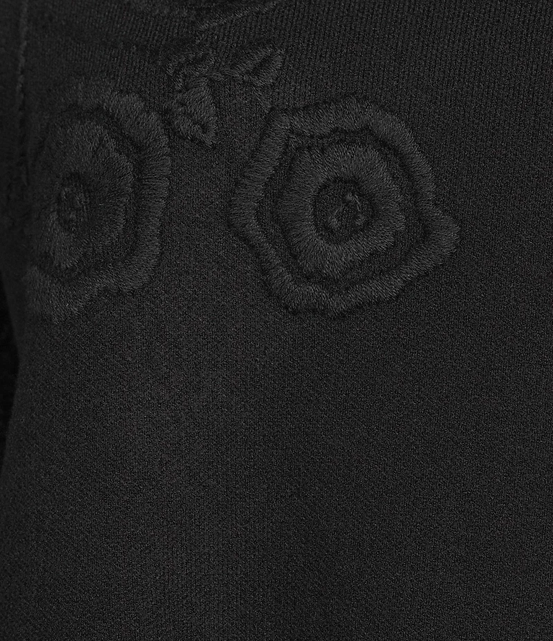 John Mark Floral Embroidered Crew Neck Long Cable Knit Sleeve Sweater