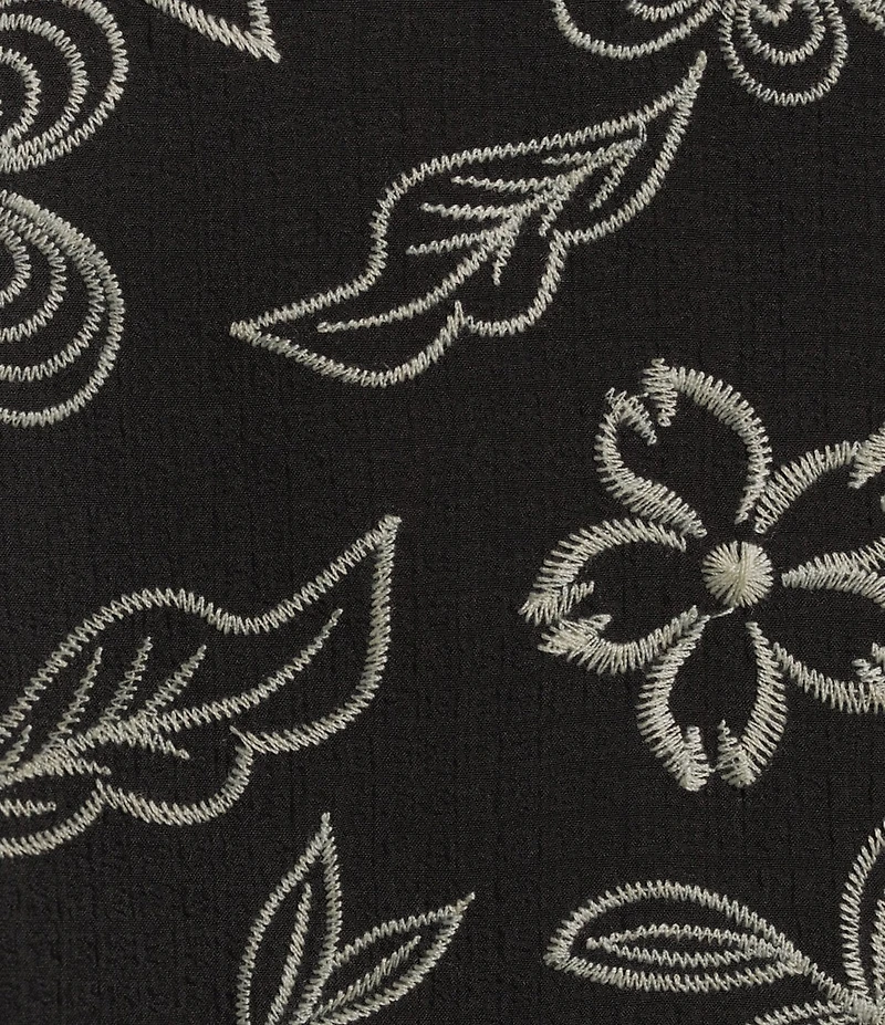 John Mark Floral Embroidered Split V-Neck 3/4 Tiered Sleeve Peasant Top