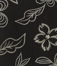 John Mark Floral Embroidered Split V-Neck 3/4 Tiered Sleeve Peasant Top