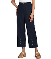 John Mark Front Button Detail Wide Leg Ankle Pants