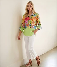 John Mark Front Button Detail Wide Leg Ankle Pants