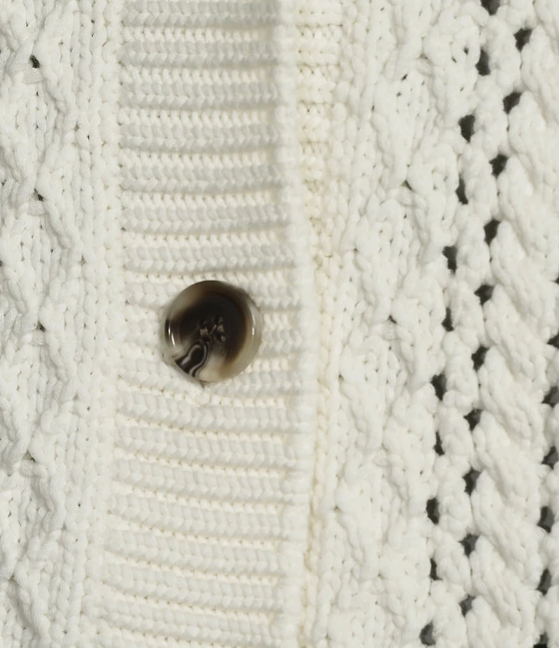 John Mark Knit Patchwork Print Shawl Collar Embroidered Long Sleeve Button Front Cardigan