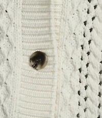 John Mark Knit Patchwork Print Shawl Collar Embroidered Long Sleeve Button Front Cardigan