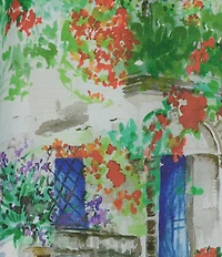 John Mark Landscape Print Point Collar 3/4 Roll-Tab Sleeve Button Front Shirt