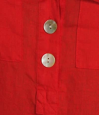 John Mark Linen Point Collar 3/4 Cinched Sleeve Shirt Dress