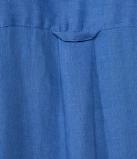 John Mark Linen Point Collar 3/4 Cinched Sleeve Shirt Dress