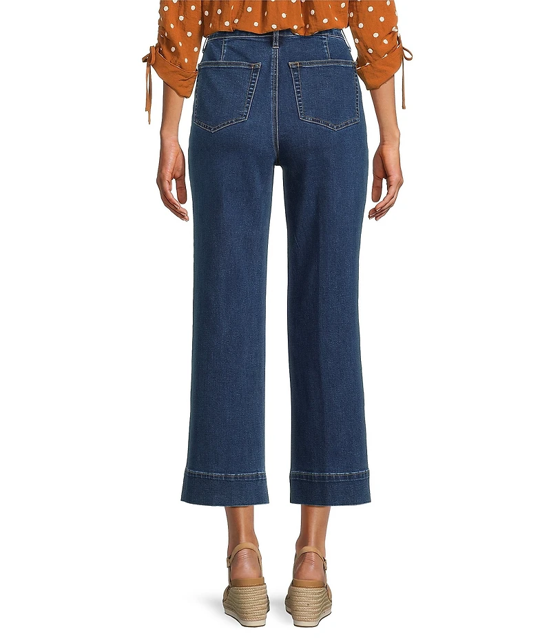 John Mark Mid Waist Wide Leg Patch Pocket Wide Leg Denim Pants