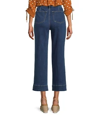 John Mark Mid Waist Wide Leg Patch Pocket Wide Leg Denim Pants