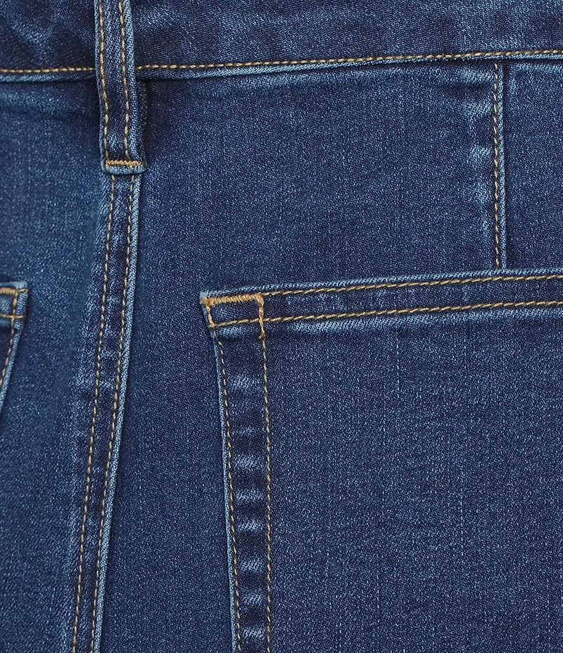 John Mark Mid Waist Wide Leg Patch Pocket Wide Leg Denim Pants