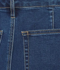 John Mark Mid Waist Wide Leg Patch Pocket Wide Leg Denim Pants