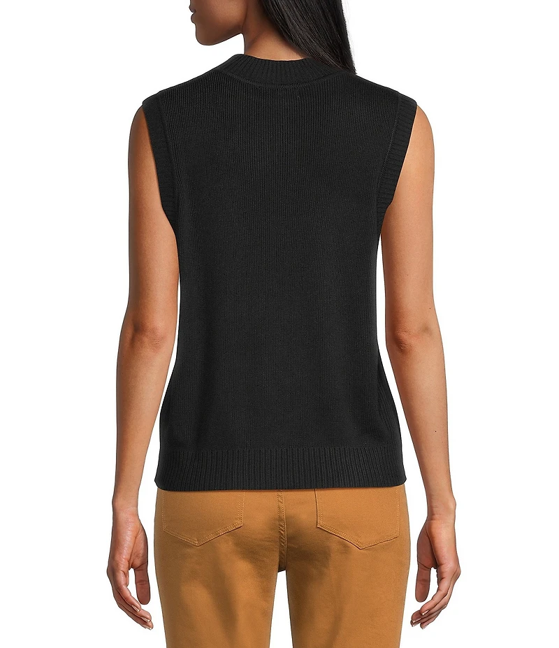 John Mark Mock Neck Sleeveless Knit Tank