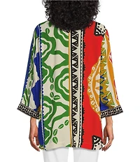 John Mark Multi Print Open Front 3/4 Sleeve Kimono