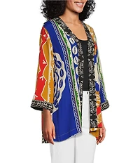 John Mark Multi Print Open Front 3/4 Sleeve Kimono