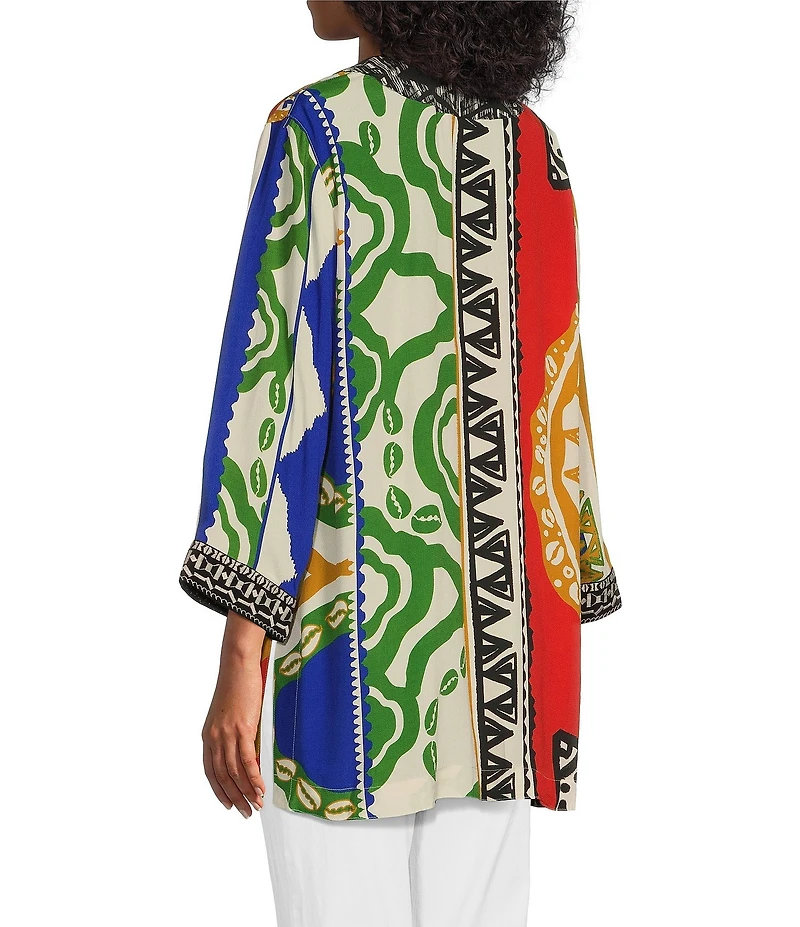 John Mark Multi Print Open Front 3/4 Sleeve Kimono