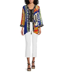 John Mark Multi Print Open Front 3/4 Sleeve Kimono