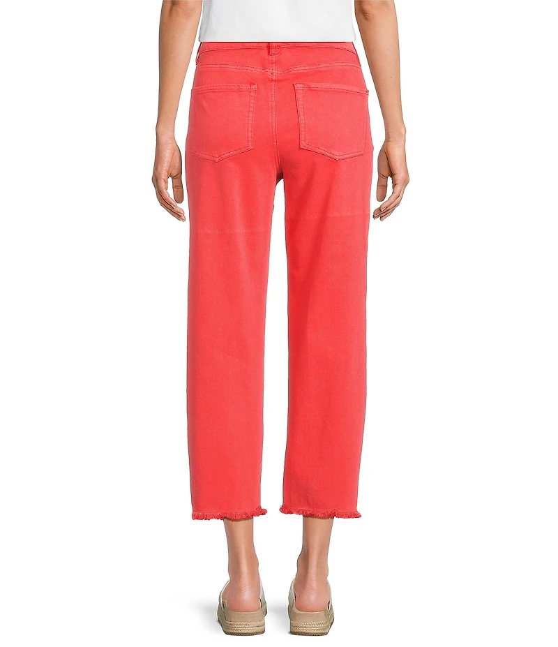 John Mark Petite Size Denim Wide Leg Raw Hem Crop Jeans