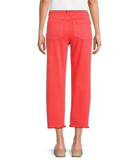 John Mark Petite Size Denim Wide Leg Raw Hem Crop Jeans