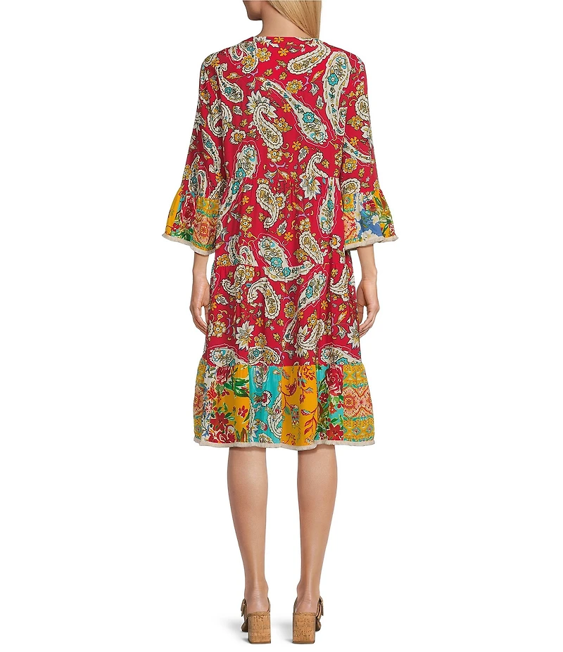John Mark Petite Size Embroidered Allover Multi Floral Shift Dress