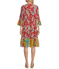 John Mark Petite Size Embroidered Allover Multi Floral Shift Dress