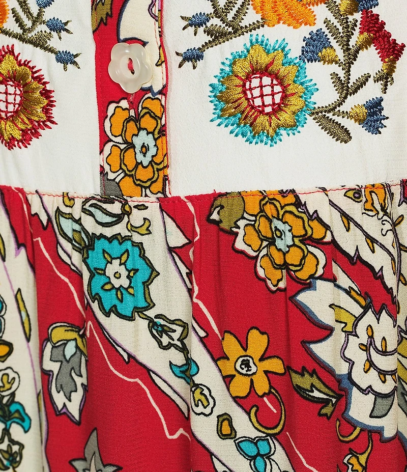 John Mark Petite Size Embroidered Allover Multi Floral Shift Dress