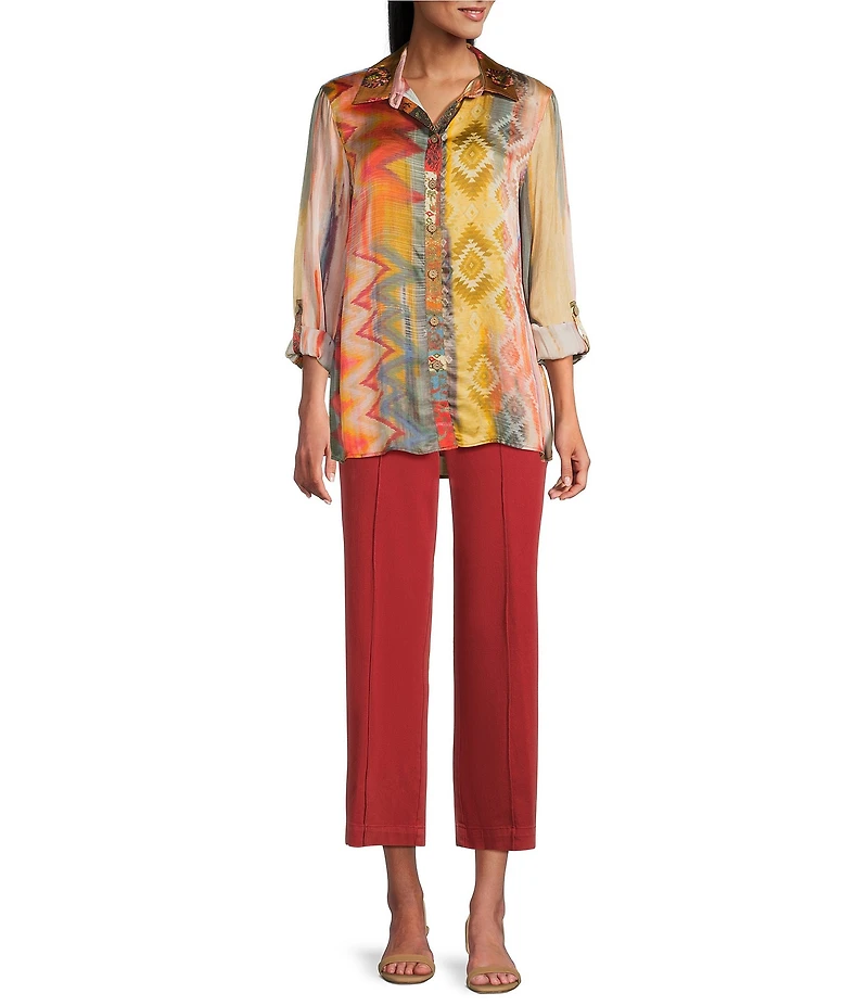 John Mark Petite Size Pintuck Detailed Wide Leg Pants