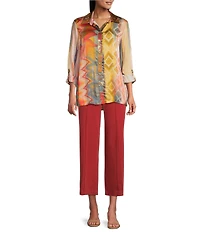 John Mark Petite Size Pintuck Detailed Wide Leg Pants