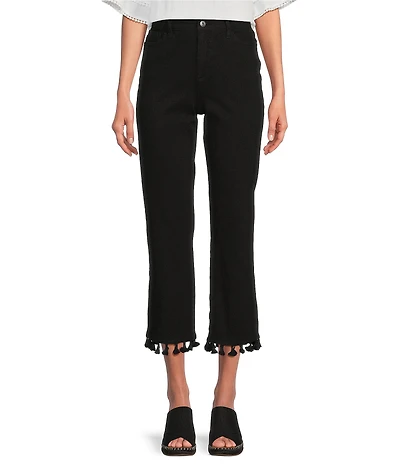 John Mark Petite Size Tassel Trim Hem Ankle Pants