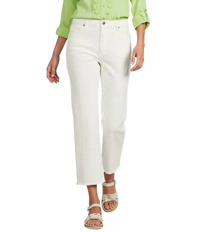 John Mark Petite Size Wide Leg Fringe Hem Jeans