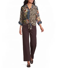 John Mark Petite Size Woven Wide Leg Jeans
