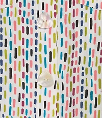 John Mark Plus Size Allover Multi Dot Print Wire Neck 3/4 Sleeve Button Front Camp Shirt