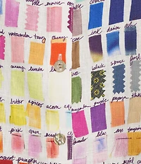 John Mark Plus Size Allover Pantone Swatch Print Point Collar 3/4 Cinched Sleeve Button Front Shirt