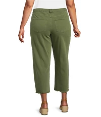 John Mark Plus Size Colored Denim Wide Leg 5-Pocket Frayed Hem Jeans