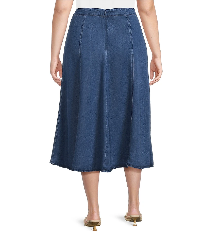 John Mark Plus Size Denim Bias Cut Midi Skirt